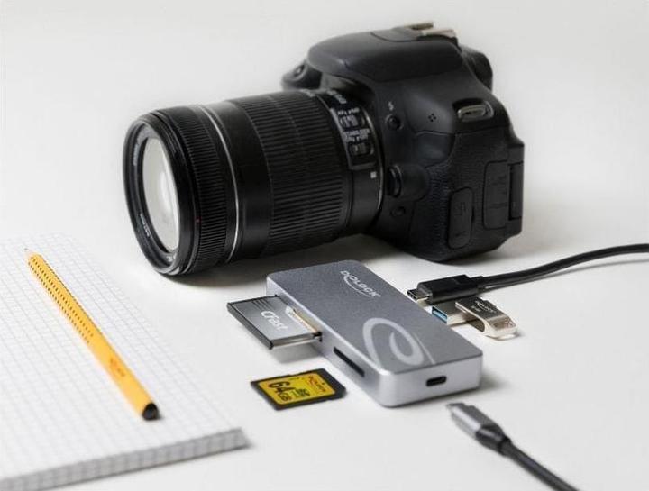 Actual product image Delock Card Reader External 91754 USB-A/C for CF and SD (USB)