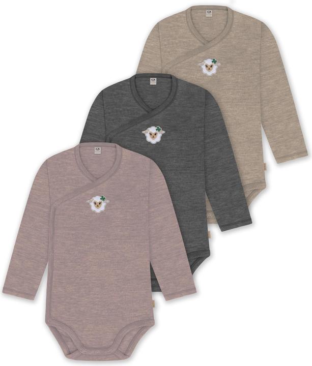 Produktbild Normani 3er Set Baby-Body Wickelbody Langarm Toddler-Bodysuit aus Merinowolle - 9357 (50)