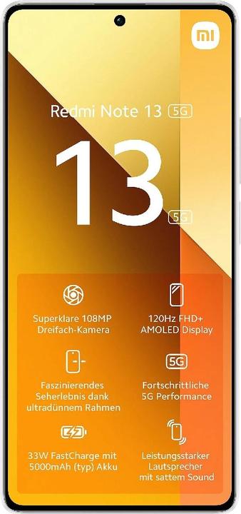 Image du produit Xiaomi Redmi Note 13 5G (256 Go, Arctic White, 6.67", Double SIM hybride, 108 Mpx, 5G)