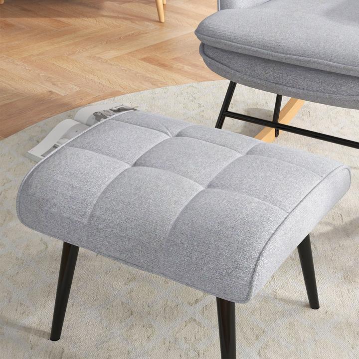 Image du produit Homcom Fauteuil à bascule avec tabouret et dossier haut