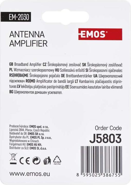 Immagine prodotto Emos Preamplificatore d'antenna 30dB VHF/UHF (Amplificatore)