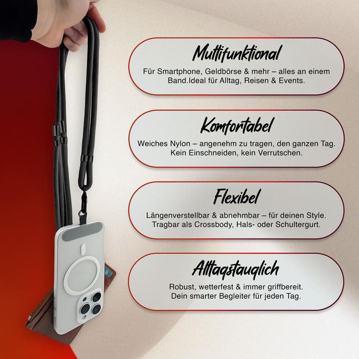 Produktbild Nalia HoldMe Lanyard Handykette - Universal Trageband für Smartphones - Verstellbar, Soft & Elastisch