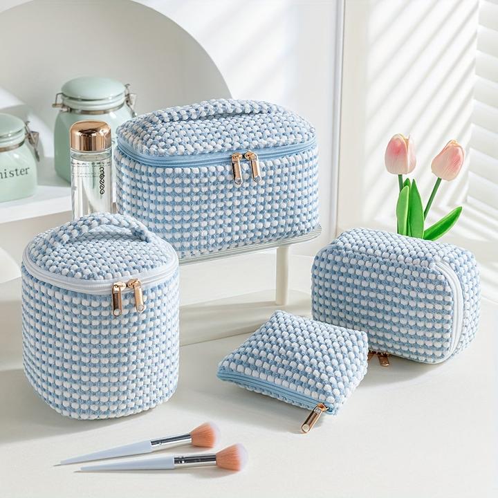 Actual product image Only-Bags.Store Elegant corduroy cosmetics case set of 4, chic make-up organiser bags with polyester lining