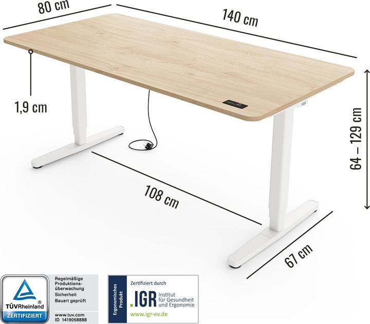 Actual product image Yaasa Desk Pro (140 x 80 cm)