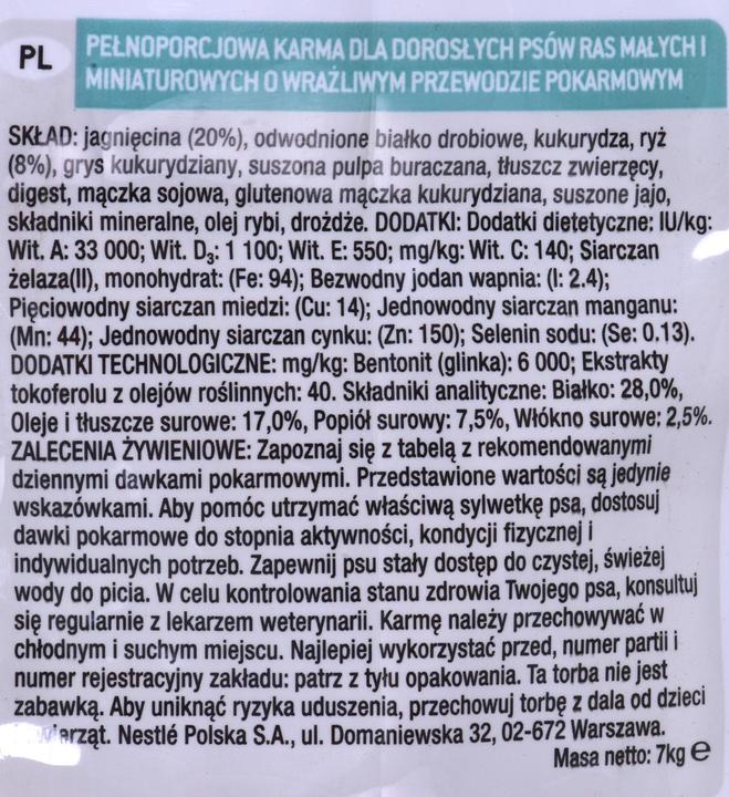Image du produit Purina Pro Plan OptiDerma Small & Mini Adult Sensitive 7kg (Adulte, 1 pcs, 7000 g)