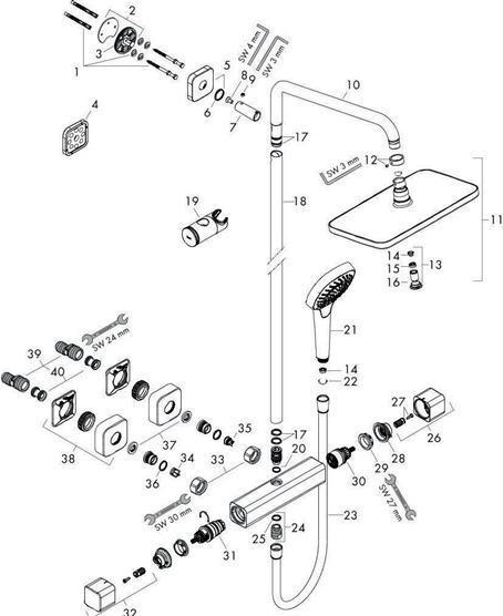 Actual product image hansgrohe Showerpipe CROMA E 280 1jet EcoSm 9 l/min with shower thermostat chrome