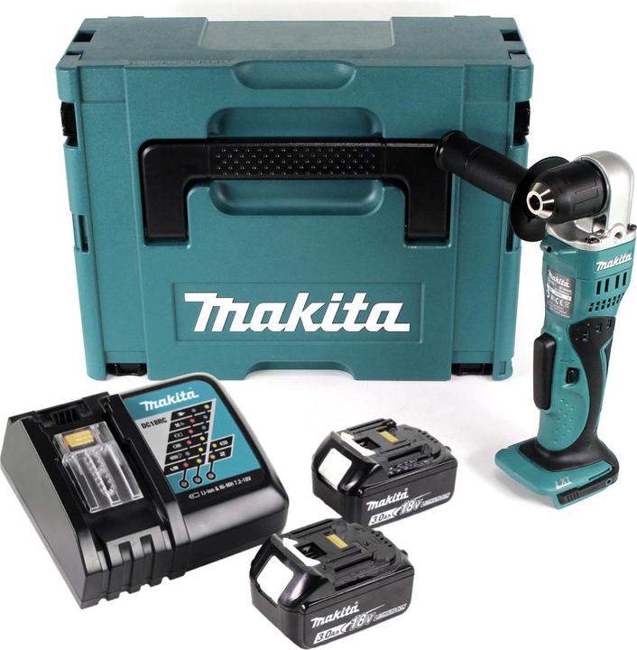 Produktbild Makita BDA 351 RFJ Akku Winkelbohrmaschine 18V 13,5Nm + 2x Akku 3,0Ah + Ladegerät + Makpac (Akkubetrieb)