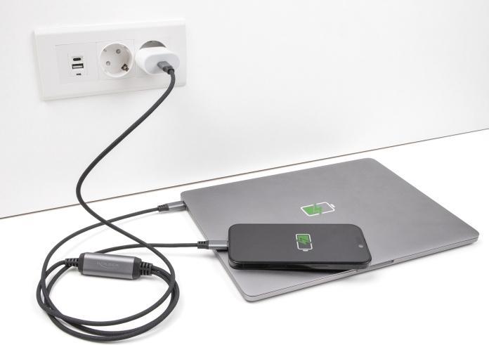 Immagine prodotto Delock 81271 - Cavo USB-C a Y da 1 x spina a 2 x spina PD 3.0 100 W, 1,2 m (1.20 m, USB 3.2)
