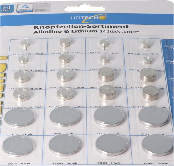 Image du produit Heitech 24 Stück Alkaline und Lithium Knopfzellen Batterien, für viele Anwendungsgebiete, sortiert im Set (24 pcs)