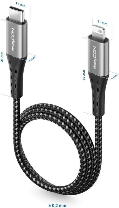 Actual product image deleyCON USB 2.0 cable USB C - Lightning 2 m (2 m, USB 2.0)