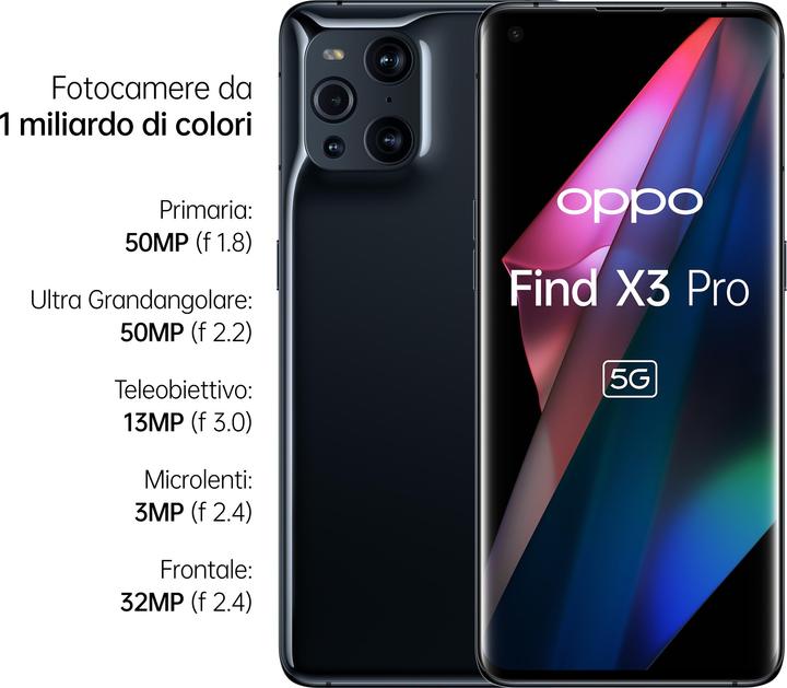 Actual product image OPPO Find X3 Pro (256 GB, Gloss Black, 6.70", SIM + eSIM, 50 Mpx, 5G)