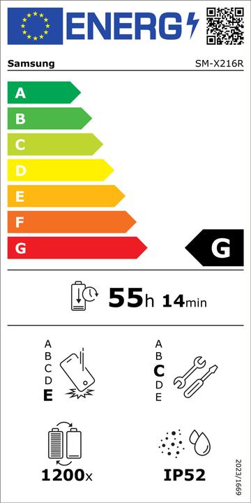 Energie-Label Samsung Galaxy Tab A9+ (5G, 11", 64 GB, Graphite)