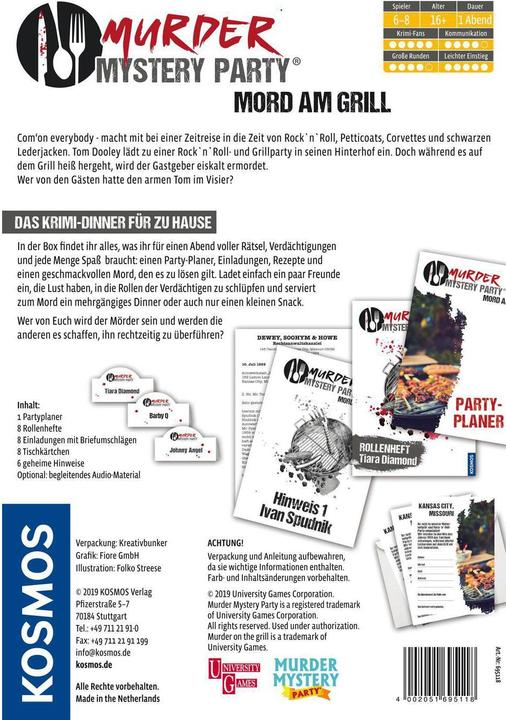 Productafbeelding Kosmos Murder Mystery Party - Moord bij de Grill (Duits)
