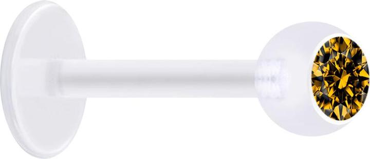 Star Piercing Micro Labret transparent mit Kugel und Kristall topaz (ohne Messing, Bioflex)