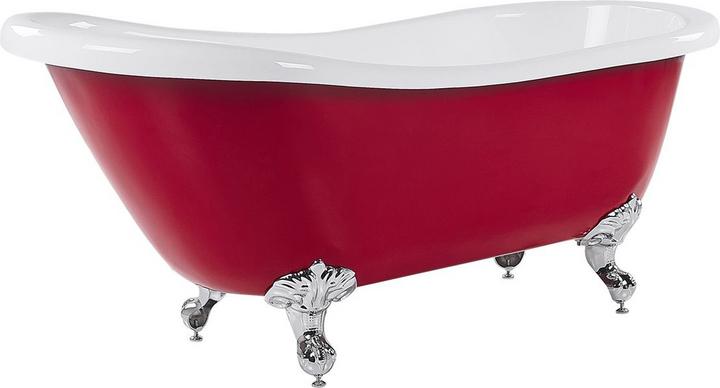 Actual product image Beliani Bathtub freestanding red oval 170 x 76 cm CAYMAN (246 l, 76 cm)