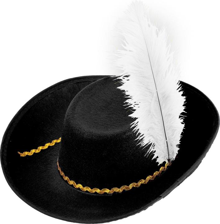 Actual product image Widmann SCHWARZER MUSKETIER HUT MIT FEDER aus Filz