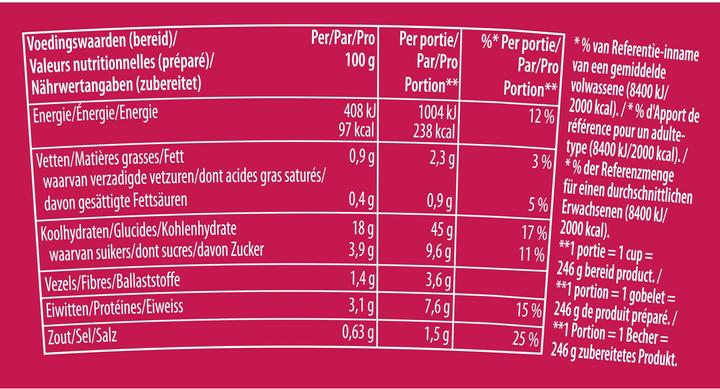 Valeurs nutritives et ingrédients Knorr Pasta Snack Arrabbiata Gobelet, Plat cuisiné instantané avec sauce piquante, prêt en 5 minutes (80 g)