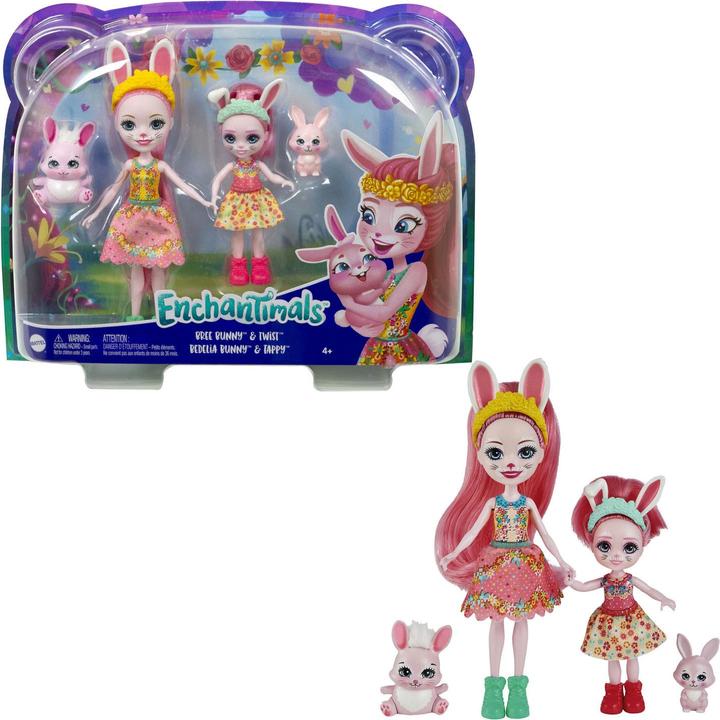 Actual product image Enchantimals Bree bunny doll and little sister