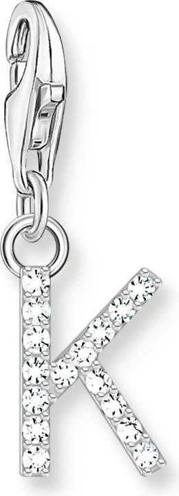 Thomas Sabo Charm-Anhänger Buchstabe K mit Weissen Steinen Silber (925er Silber)