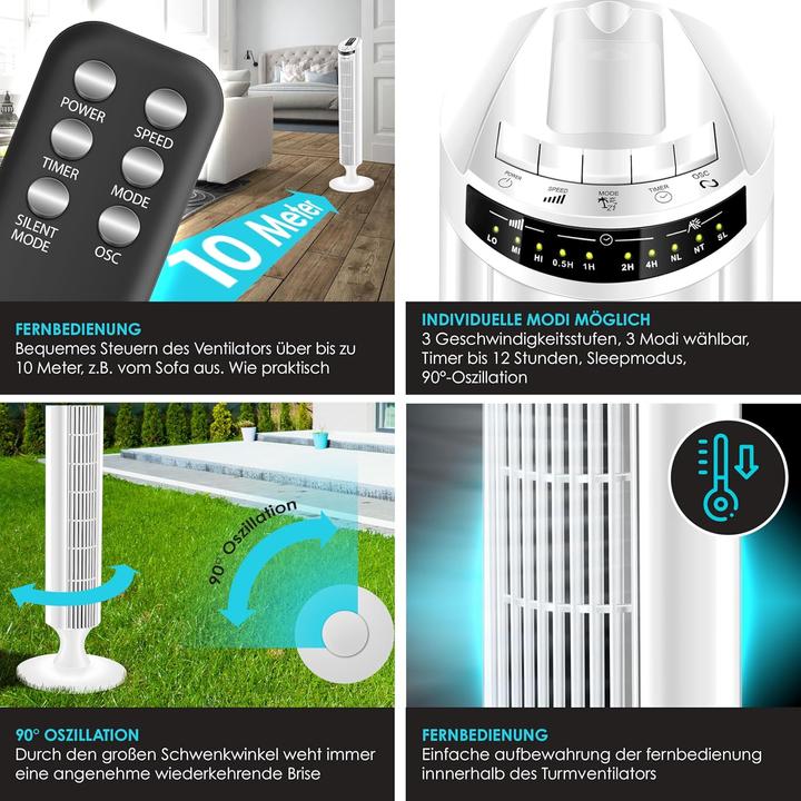 Actual product image Kesser Turmventilator mit Timer und Fernbedienung (51.50 dB)