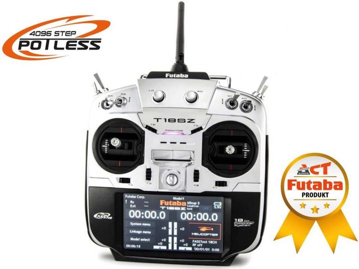 Futaba Remote control T18SZ Potless Mode 2 (throttle left) with R7014SB