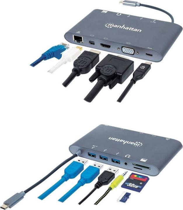 Produktbild Manhattan SuperSpeed USB-C to 7-in-1 Docking Station (Docking Port, 1 Ports)