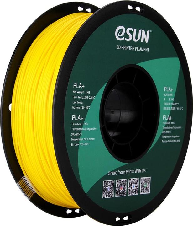 Actual product image eSUN PLA+ 1.75mm Yellow 1Kg (PLA+, 1.75 mm, 1000 g, Yellow)
