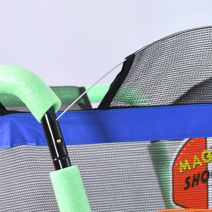 Produktbild Swisshandel24 Trampolin Kindertrampolin Sicherheitsnetz Ø140cm Basketballkorb Basketball 20 Bälle 3-10 Jahre Blau (140 cm)