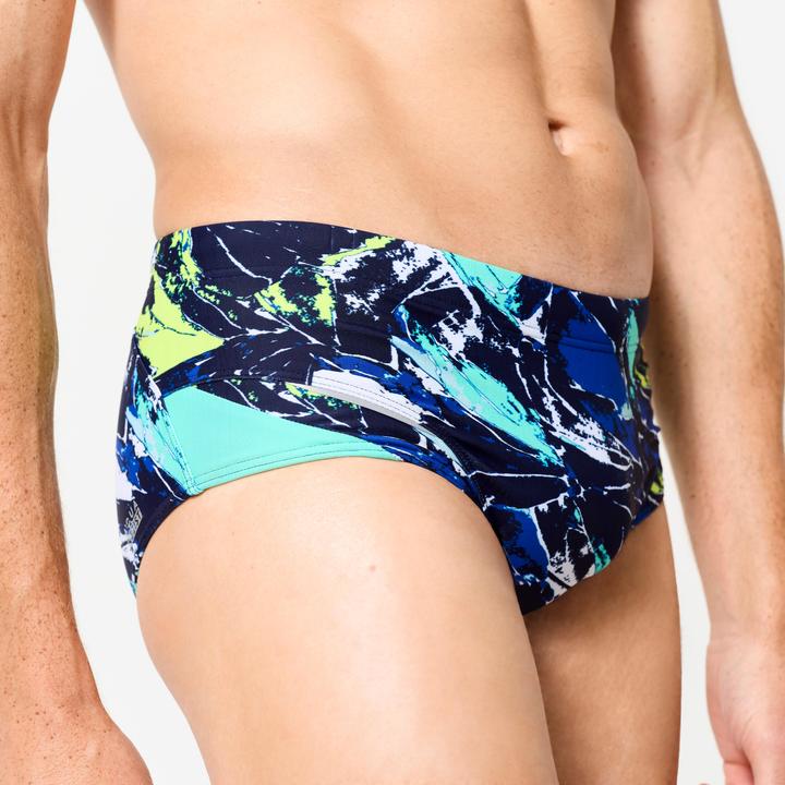 Produktbild Nabaiji Badehose Slip Herren Kastenform - 900 Motu blau/grün (40)