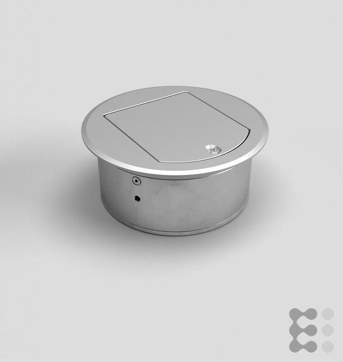 BS 8601A Floor socket outlet, single, round, hinged ceiling