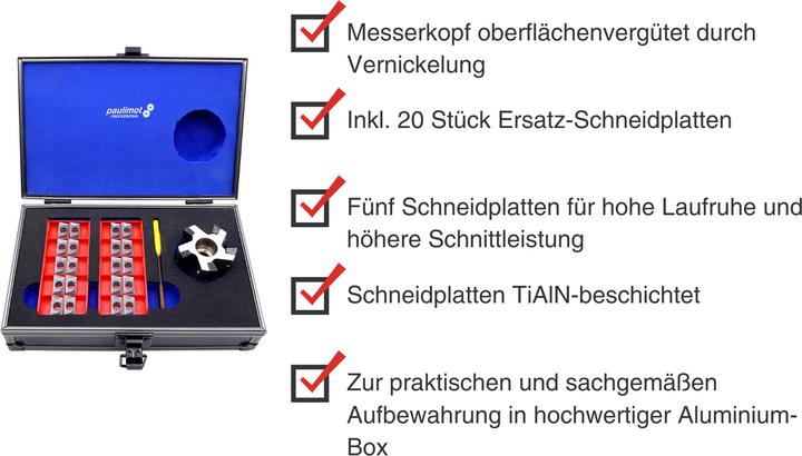 Image du produit Paulimot Messerkopf 50 mm + 20 x Ersatz-Schneidplatte