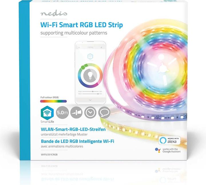 Produktbild Nedis Smartlife Full Color LED-Streifen WIFILS51CRGB WLAN Mehrfarbig 5000 mm IP65 700 lm (500 cm, Indoor)