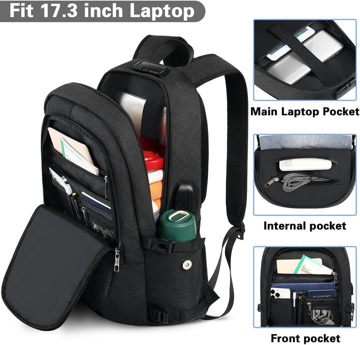 Produktbild Ambor Laptop Rucksack Herren, 17,3 Zoll mit USB