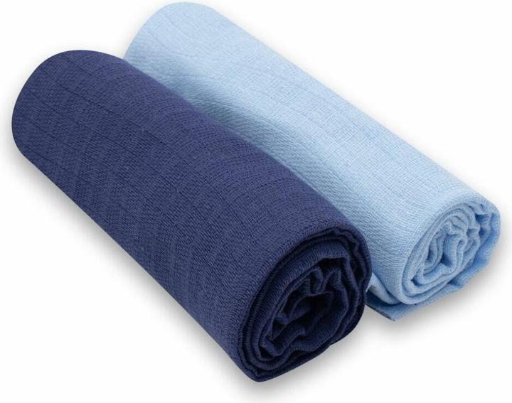 Produktbild New Baby Baumwollwindeln 70x80 cm 2 Stück hellblau, dunkelblau (70 cm)