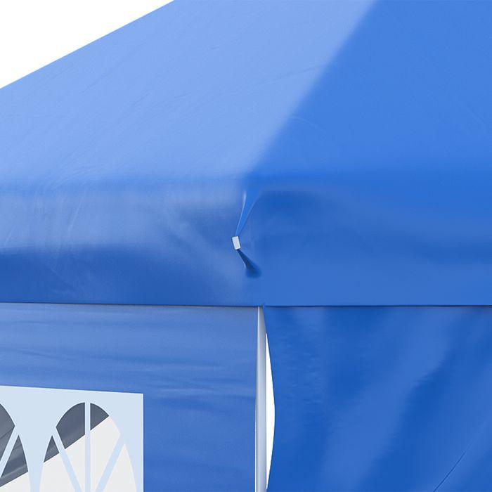 Actual product image Swisshandel24 3x3m folding gazebo 4 side walls incl. pegs guy ropes carrying bag metal Oxford blue (300 cm, 300 cm)