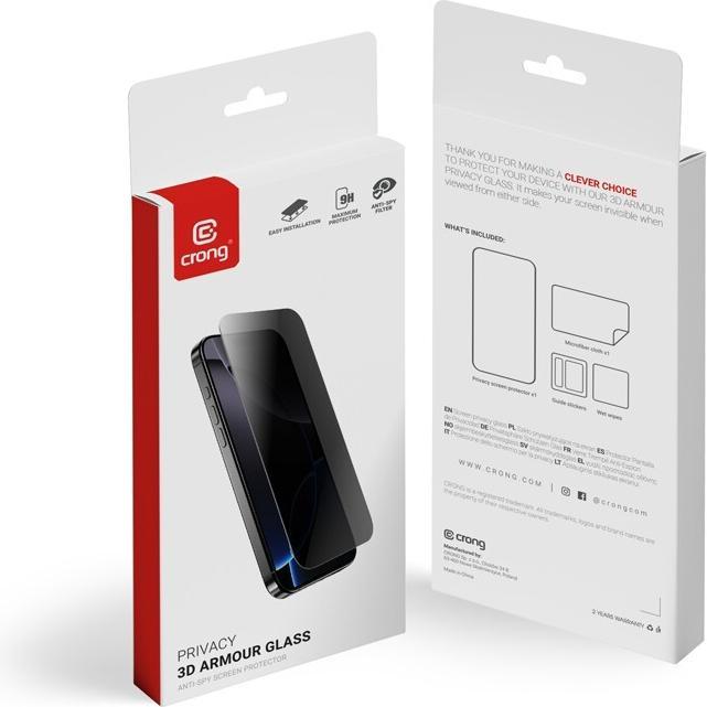Actual product image Crong Armoured glass with privacy screen for iPhone 16 Pro (1 Piece, iPhone 16 Pro)