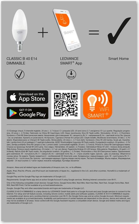 Produktbild Ledvance Smart+ Wifi Candle (E14, 4.90 W, 470 lm, 4 x, F)