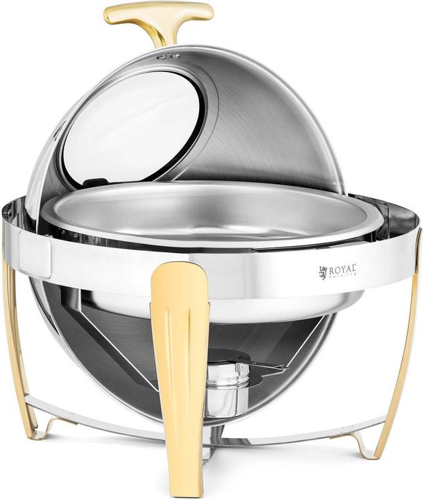 Produktbild Royal Catering Chafing Dish Warmhaltebehälter Rechaud Wärmebehälter rund Goldakzente 6 L