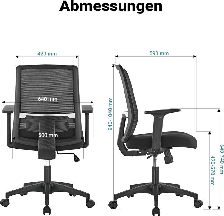 Image du produit Wiltec Chaise de bureau ergonomique avec soutien lombaire 120 kg Chaise de bureau