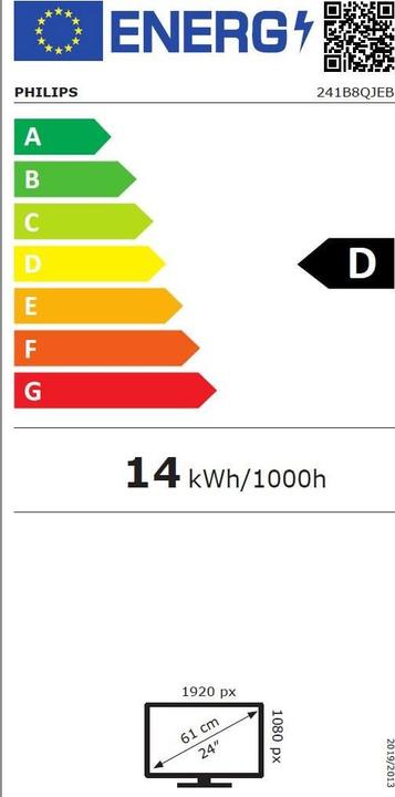 Etichetta energetica Philips 241B8QJEB/00 (1920 x 1080 pixel, 24")