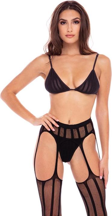 Actual product image René Rofé Rene Rofe - Straight Up Garter Set - Black (Medium - Large) (M)