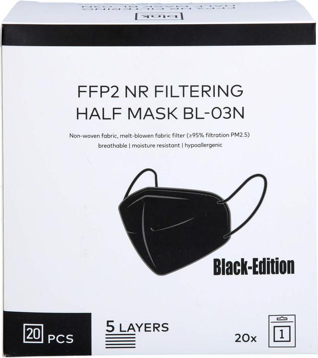 Image du produit blnk Masque bouche et nez hygiénique 20-Pack ** noir (FFP2, 20 x)