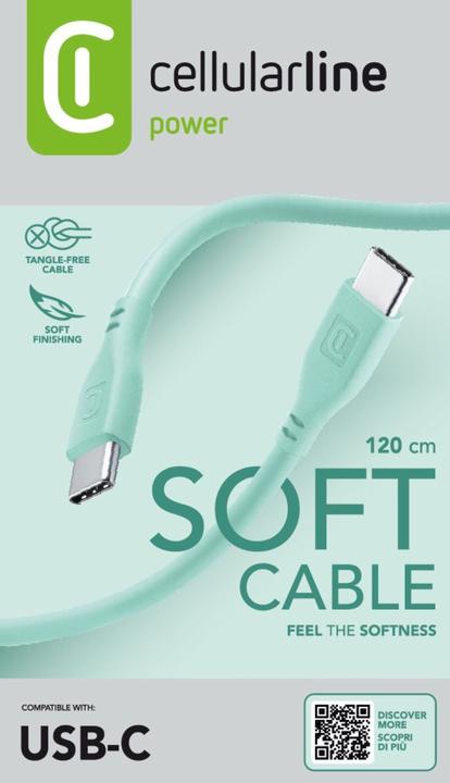 Image du produit Cellularline Soft cable 120 cm - USB-C to USB-C (1.20 m, USB 3.2 Gen 1)