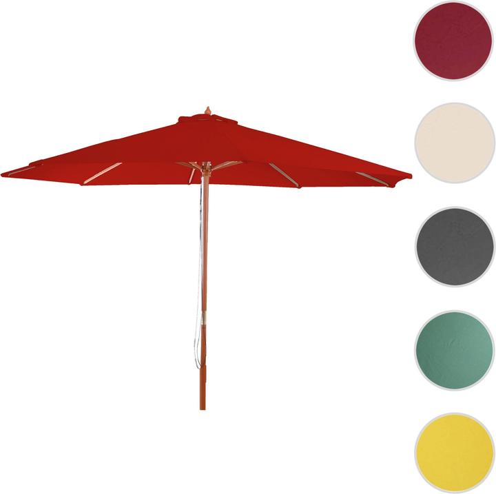 Image du produit Mendler Parasol Florida, Ø 3m polyester/bois - rouge (3 m)
