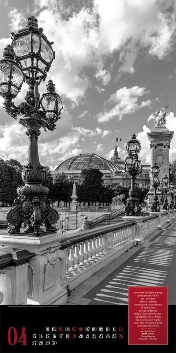 Actual product image Paris, je taime - Literatur-Kalender 2026 (33 x 66 cm, Hardcover, German)