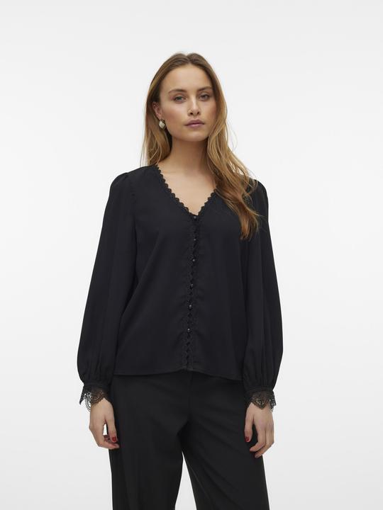 Image du produit Vero Moda Coupe normale Encolure en V Manches avec bouton Coupe volumineuse des bras Top Blouse (S)