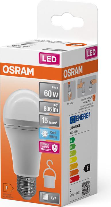 Actual product image Osram LED RECHARGEABLE LAMPS 8W 840 E27 (E27, 8 W, 806 lm, 6 x, F)