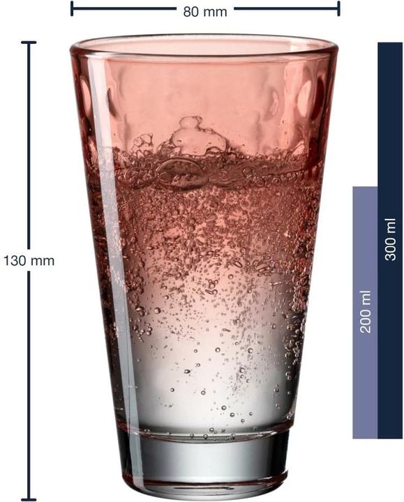 Immagine prodotto Leonardo Bicchiere da bere Optic Pastel 300 ml, 6 pezzi, rosso (0.20 l, 6 x)