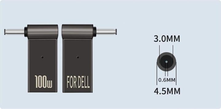 Actual product image PowerGuard USB-C to Notebook Charger Adapter DC Barrel (6.0 x 3.7mm, 0.6mm) (100 W)