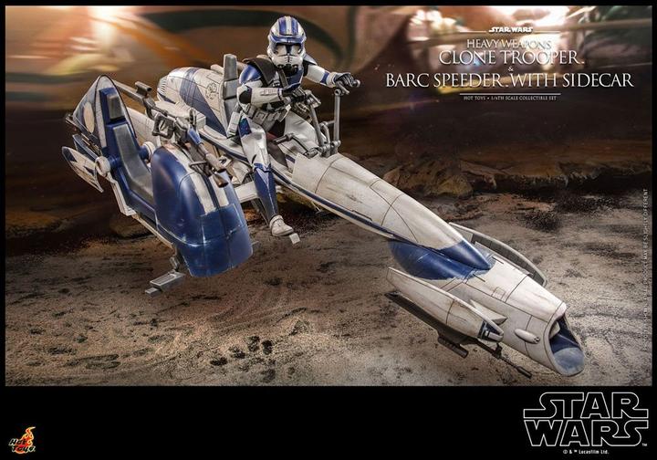 Actual product image Hot Toys Star Wars The Clone Wars figurine 1/6 Heavy Weapons Clone Trooper & BARC Speeder with Sidecar 30 cm